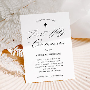 Invitación Caligrafía elegante   Primera Comunión Sagrada
