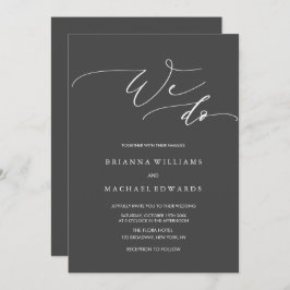 Invitación Caligrafía elegante simple hacemos boda de carbón