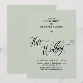 Invitación Caligrafía elegante Su boda Simple salvia