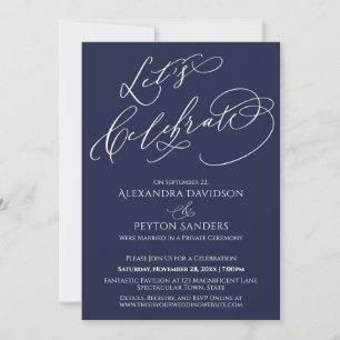 Invitación Caligrafía elegante Vamos a celebrar Azul marino