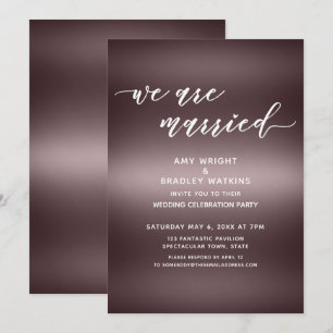 Invitación Caligrafía Estamos Casados Sobre Oro Rosa