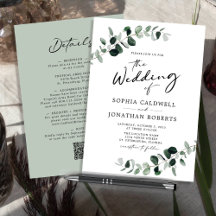 Caligrafía eucalipto todo en un Boda de código QR