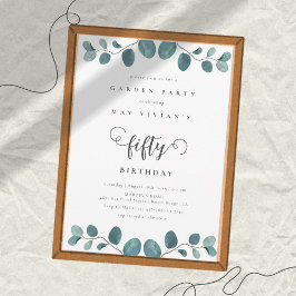 Invitación Caligrafía Eucalyptus Garden Fiesta Cumpleaños