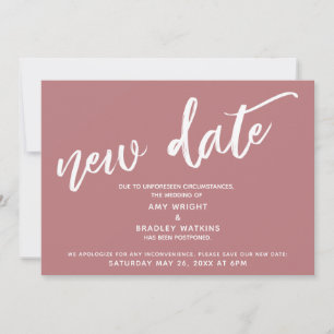 Invitación Caligrafía Fecha Nueva Pospuesta Boda Rosa Polvori