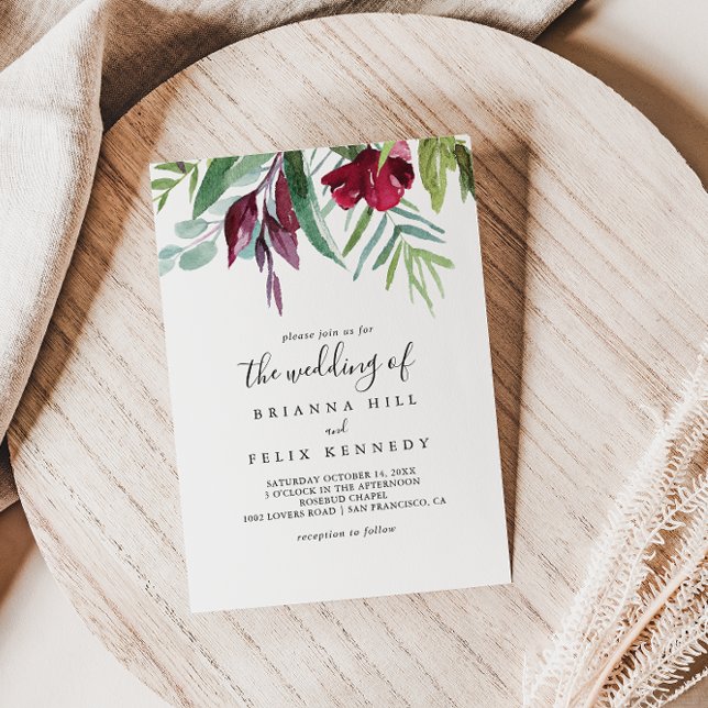Invitación Caligrafía Floral de color tropical Boda de (Subido por el creador)