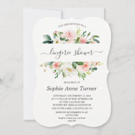 Invitación Caligrafía floral de crema rosa de encanto ducha d