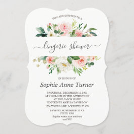 Invitación Caligrafía floral de crema rosa de encanto ducha d