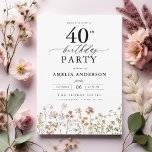 Invitación Caligrafía floral de jardín 40 cumpleaños<br><div class="desc">Celebre con estilo con una caligrafía floral de jardín invitación a los 40 años, perfecta para un evento de hitos. Con vibrantes diseños florales y elegantes caligrafías, esta invitación le da un toque original y sofisticado a su celebración. El exuberante tema del jardín combina la belleza natural con la elegante...</div>