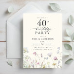 Invitación Caligrafía floral de jardín 40 cumpleaños<br><div class="desc">Celebre con estilo con una caligrafía floral de jardín invitación a los 40 años, perfecta para un evento de hitos. Con vibrantes diseños florales y elegantes caligrafías, esta invitación le da un toque original y sofisticado a su celebración. El exuberante tema del jardín combina la belleza natural con la elegante...</div>