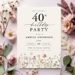 Invitación Caligrafía floral de jardín 40 cumpleaños<br><div class="desc">Celebre con estilo con una caligrafía floral de jardín invitación a los 40 años, perfecta para un evento de hitos. Con vibrantes diseños florales y elegantes caligrafías, esta invitación le da un toque original y sofisticado a su celebración. El exuberante tema del jardín combina la belleza natural con la elegante...</div>