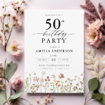 Invitación Caligrafía floral de jardín 50 cumpleaños<br><div class="desc">Celebre con estilo con una caligrafía floral de jardín invitación a los 50 años, perfecta para un evento de hitos. Con vibrantes diseños florales y elegantes caligrafías, esta invitación le da un toque original y sofisticado a su celebración. El exuberante tema del jardín combina la belleza natural con la elegante...</div>