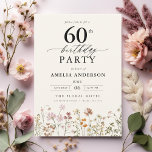 Invitación Caligrafía floral de jardín 60 cumpleaños<br><div class="desc">Celebre con estilo con una invitación al cumpleaños número 60 de la caligrafía floral del jardín, perfecta para un evento de hitos. Con vibrantes diseños florales y elegantes caligrafías, esta invitación le da un toque original y sofisticado a su celebración. El exuberante tema del jardín combina la belleza natural con...</div>