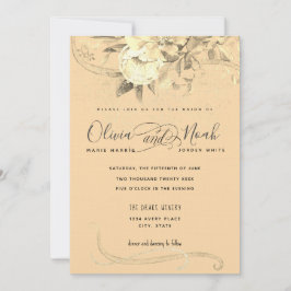 Invitación Caligrafía floral de la hora dorada