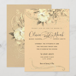 Invitación Caligrafía floral de la hora dorada