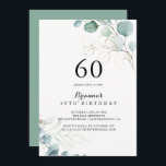 Invitación Caligrafía floral de oro rústico Fiesta de cumplea<br><div class="desc">Esta rústica caligrafía floral dorada invita a la fiesta de cumpleaños número 60 es perfecta para una simple fiesta de cumpleaños. Este diseño artístico presenta una floración dorada a mano y eucaliptos de color agua,  un follaje verde inspirador de la belleza natural.</div>