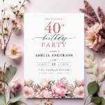 Invitación Caligrafía floral de Pink Garden 40 cumpleaños<br><div class="desc">Celebre con estilo con una caligrafía floral de jardín invitación a los 40 años, perfecta para un evento de hitos. Con vibrantes diseños florales y elegantes caligrafías, esta invitación le da un toque original y sofisticado a su celebración. El exuberante tema del jardín combina la belleza natural con la elegante...</div>