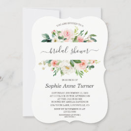 Invitación Caligrafía floral rosada moderna Ducha nupcial