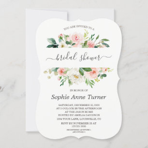 Invitación Caligrafía floral rosada moderna Ducha nupcial