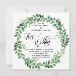 Invitación Caligrafía Floreciente Su Boda Corona Verde