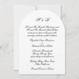 Invitación Caligrafía formal Arco Boda blanco negro