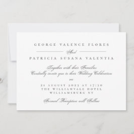 Invitación Caligrafía Formal Blanca Elegante Paisaje de Boda