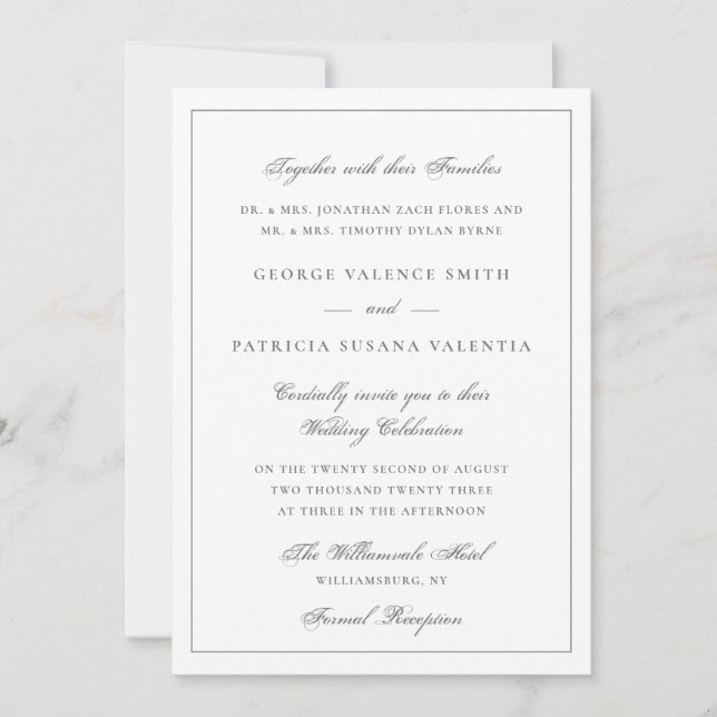 Invitación Caligrafía formal Boda elegante (Anverso)