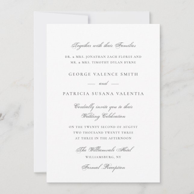 Invitación Caligrafía formal Boda elegante (Anverso)