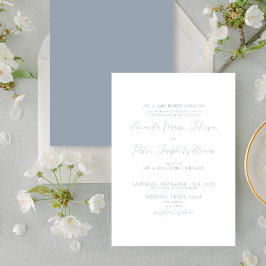 Invitación Caligrafía formal moderna Boda azul turbio