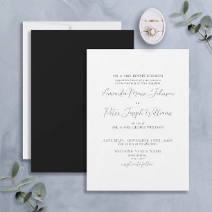 Invitación Caligrafía formal moderna Boda blanco y negro