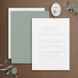 Invitación Caligrafía formal moderna Boda verde sabio