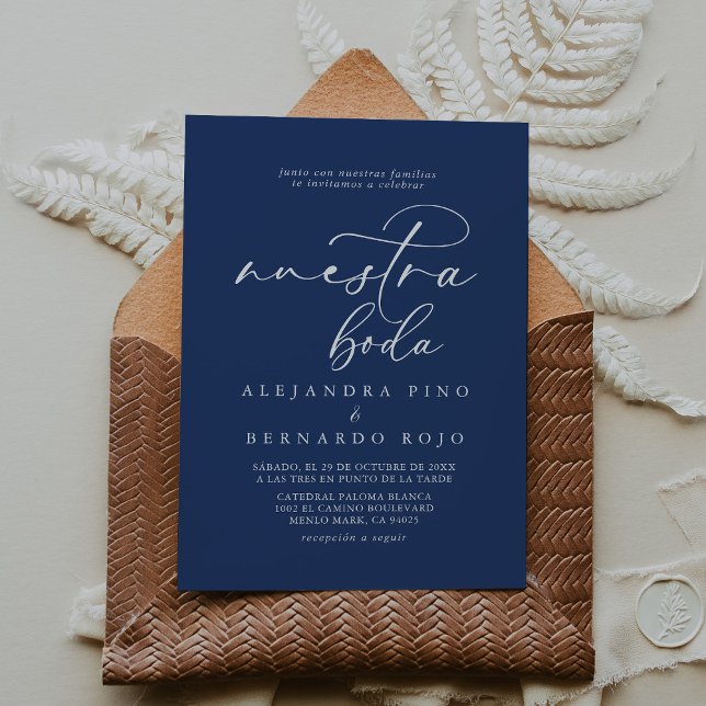 Invitación Caligrafía Formal Royal Blue Nuestra Boda Boda (Subido por el creador)