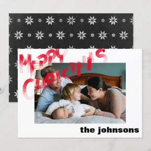 Invitación Caligrafía fotográfica de merry Black Snowflakes S