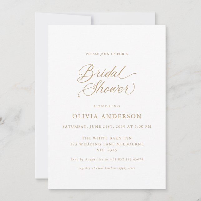 Invitación Caligrafía Gold Elegant Modern Script (Anverso)