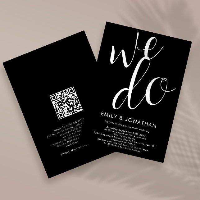 Invitación Caligrafía Hacemos Boda de código QR Negro (Subido por el creador)