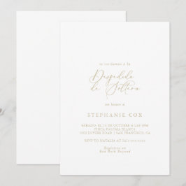 Invitación Caligrafía idílica dorada Ducha Bridal Española