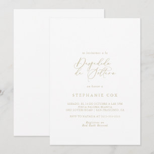 Invitación Caligrafía idílica dorada Ducha Bridal Española