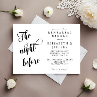 Invitación Caligrafía La noche antes de la cena del ensayo
