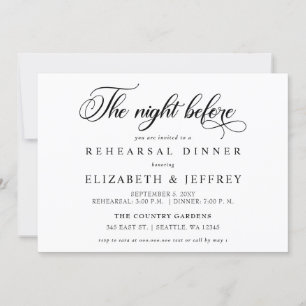 Invitación Caligrafía La noche antes de la cena del ensayo