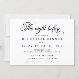Invitación Caligrafía La noche antes de la cena del ensayo
