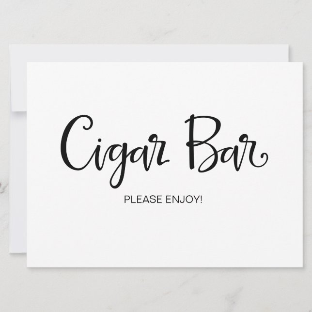 Invitación Caligrafía | Letrero de boda "Cigar Bar" (Anverso)