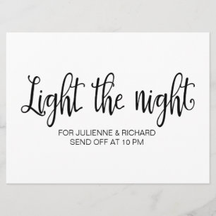 Invitación Caligrafía Letrero de boda "Ilumina la noche"