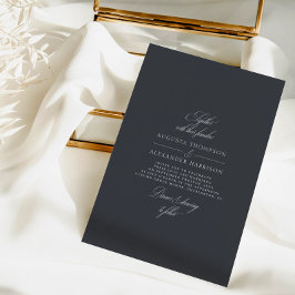 Invitación Caligrafía mínima Boda clásico gris oscuro