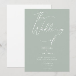 Invitación Caligrafía mínima Boda de sabio de luz sólida