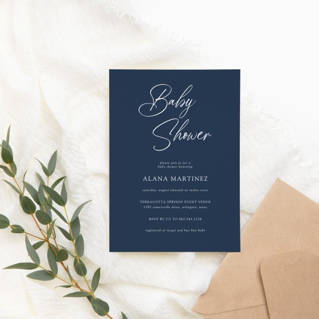 Invitación Caligrafía mínima moderna | BABY SHOWER (Subido por el creador)