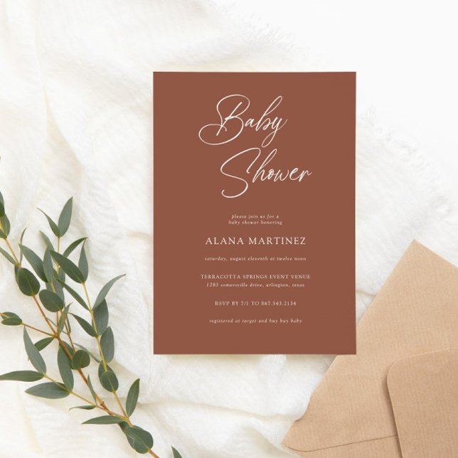 Invitación Caligrafía mínima moderna | BABY SHOWER (Subido por el creador)