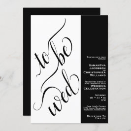 Invitación Caligrafía Mínima Para Ser Boda Blanco Negro De La