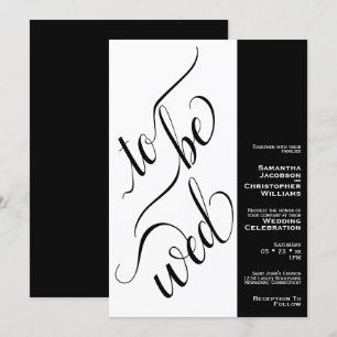 Invitación Caligrafía Mínima Para Ser Boda Blanco Negro De La