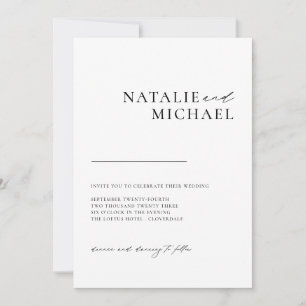 Invitación Caligrafía Mínima Simple En Un Boda