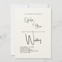 Invitación Caligrafía minimalista boda blanco y negro