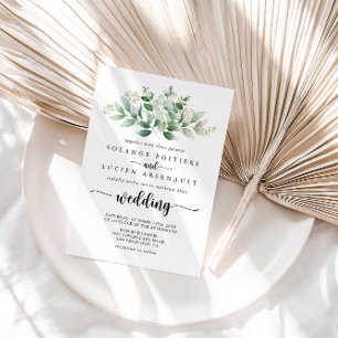 Invitación Caligrafía minimalista Boda de eucalipto verde